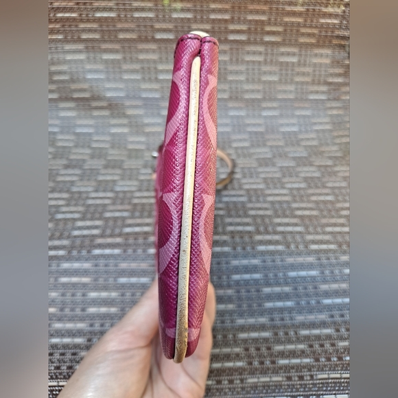 Coach Fuchsia Pink Small Zip Top Clutch Wristlet - Picture 5 of 12